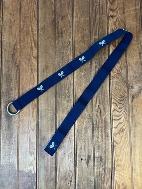 Vintage Ralph Lauren Polo women’s belt Navy Tennis Embroidered Web belt